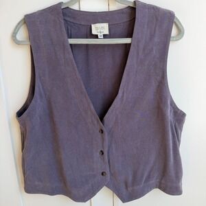 90s Button Front Vest Women's M Purple Soft Cottagecore Whimsigoth